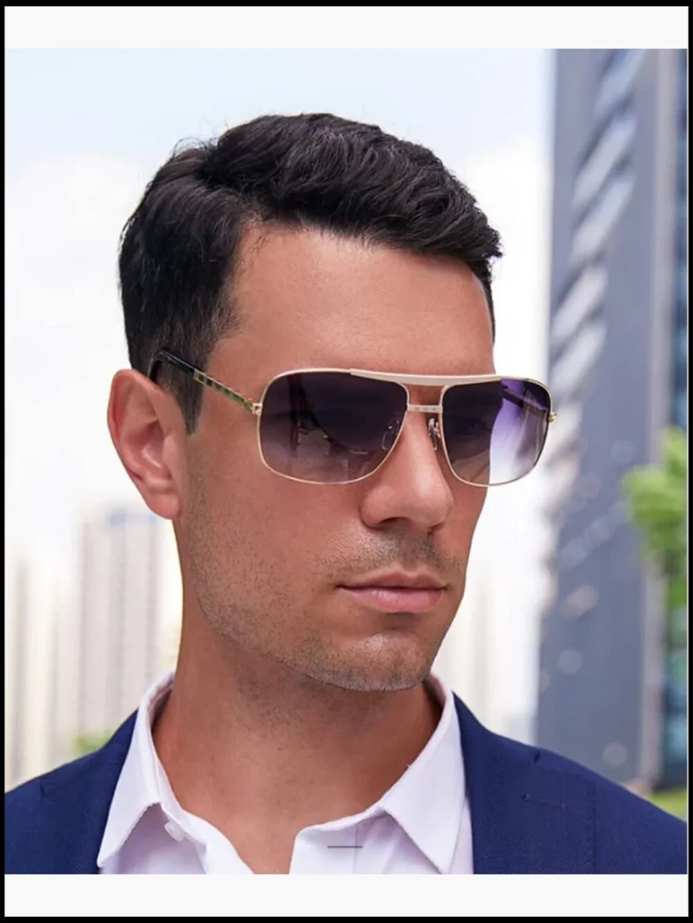 Men's Polarized Square Aviator Sunglasses Durable Polycarbonate Frame UV